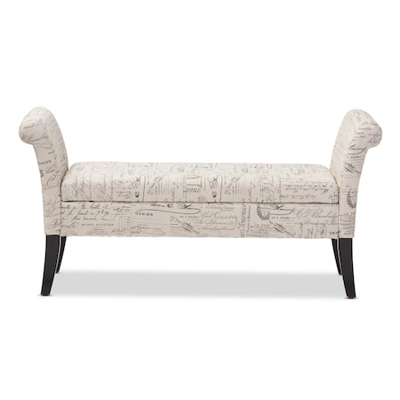 Baxton Studio Avignon Script-Patterned French Laundry Storage Ottoman Bench 122-6802